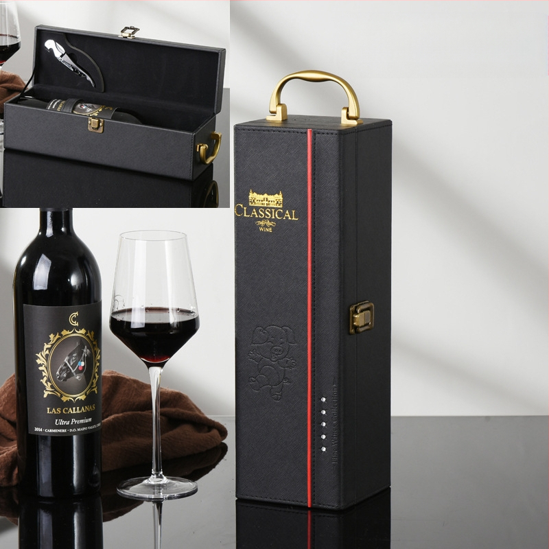 Punase veini pakendi kinkekarp ühekordne 2 paari nahkkarpi kõrgekvaliteedilisest veinist tühi karp karp kohapeal tipptasemel