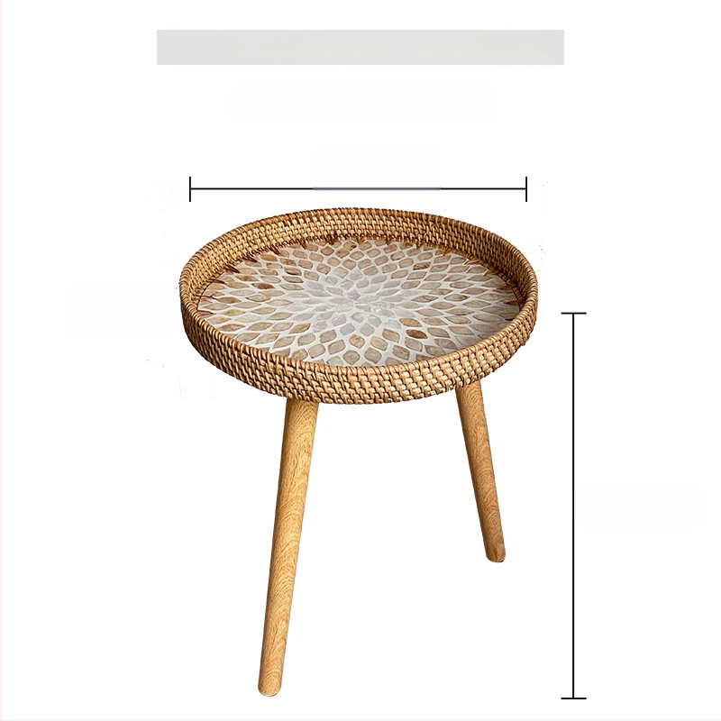 Rankomis austas spalvingas, įvairių stilių rotango padėklas su kojelėmis, aukštos kokybės, lengvas, prabangus, mažas šoninis staliukas