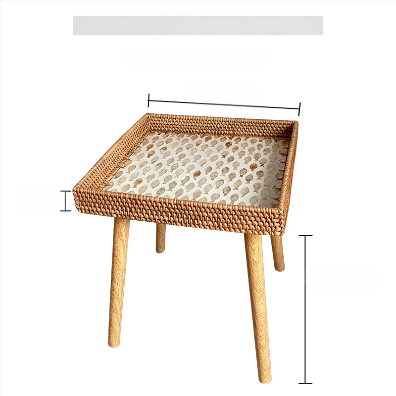 Rankomis austas spalvingas, įvairių stilių rotango padėklas su kojelėmis, aukštos kokybės, lengvas, prabangus, mažas šoninis staliukas