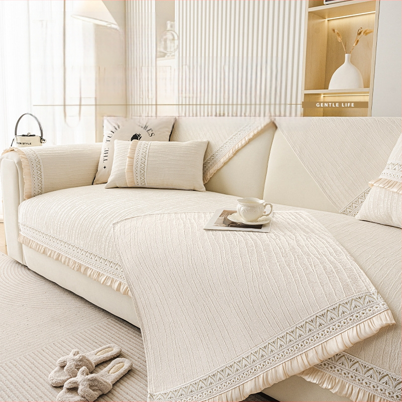 2025 Novi jastuk za sofu u krem stilu, univerzalni za sva godišnja doba, vrhunski jastuk za sjedenje, fiksna neklizajuća navlaka za sofu