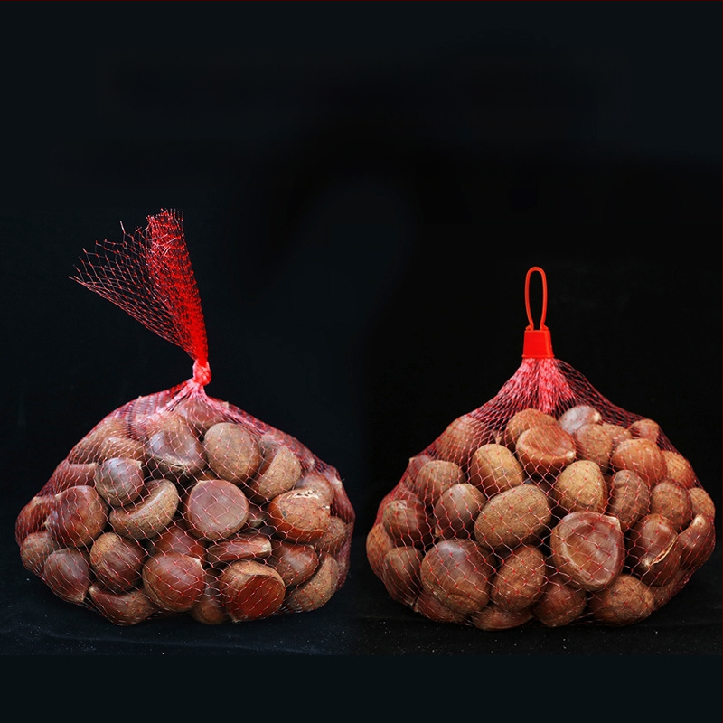 Plastikinis tinklelio maišelis, didmeninė prekyba vaisiais, kaštonų tinklelio maišelis, prekybos centro riešutų pakuotė, nešiojamas nailono ir šilko austas maišelis