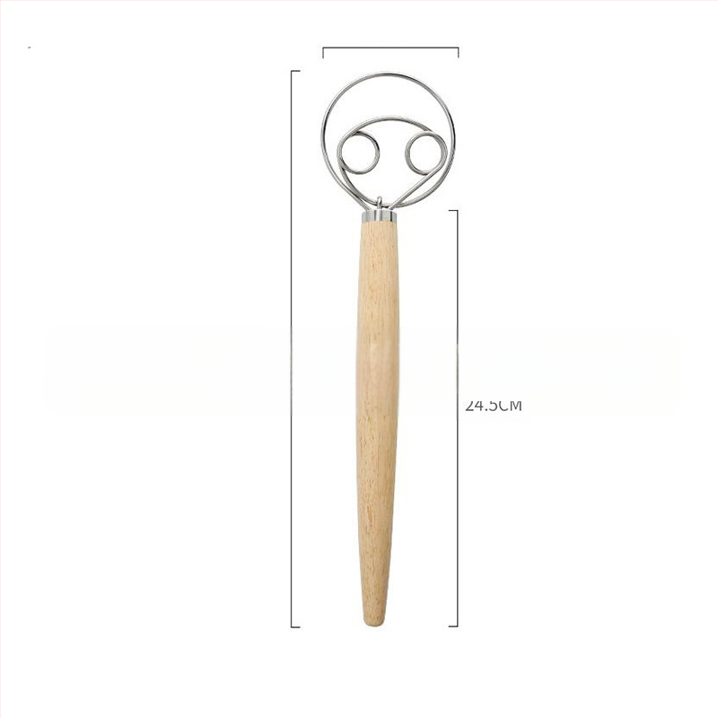 Tarpvalstybinis naujas ąžuolo rankenos plekšnių miltų maišytuvas tešlos maišytuvas nerūdijančio plieno ritės kiaušinių plakimo įrankis