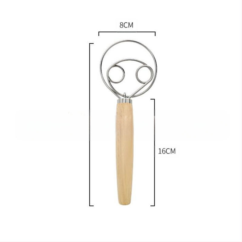 Tarpvalstybinis naujas ąžuolo rankenos plekšnių miltų maišytuvas tešlos maišytuvas nerūdijančio plieno ritės kiaušinių plakimo įrankis