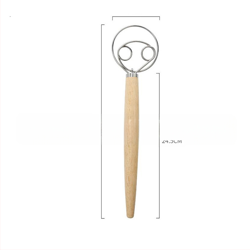 Tarpvalstybinis naujas ąžuolo rankenos plekšnių miltų maišytuvas tešlos maišytuvas nerūdijančio plieno ritės kiaušinių plakimo įrankis