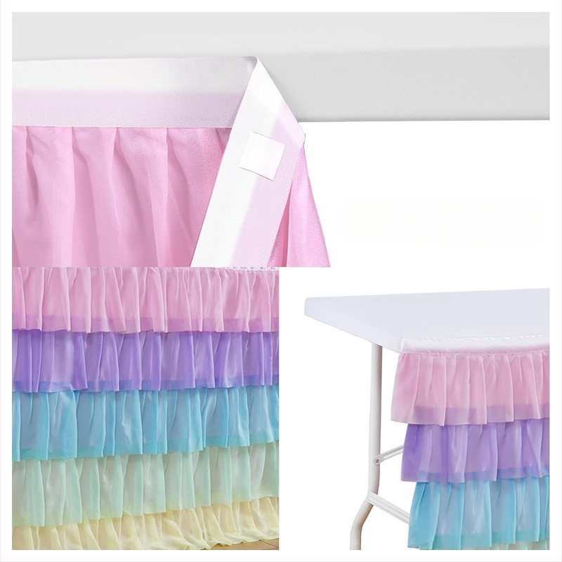 Σιφόν με πάχος γάμου, μωρό, συνέδριο, ειδική σύνθεση, εκδήλωση, διακόσμηση πάρτι από σιφόν, ορθογώνια φούστα τραπεζιού, πολυεστέρας