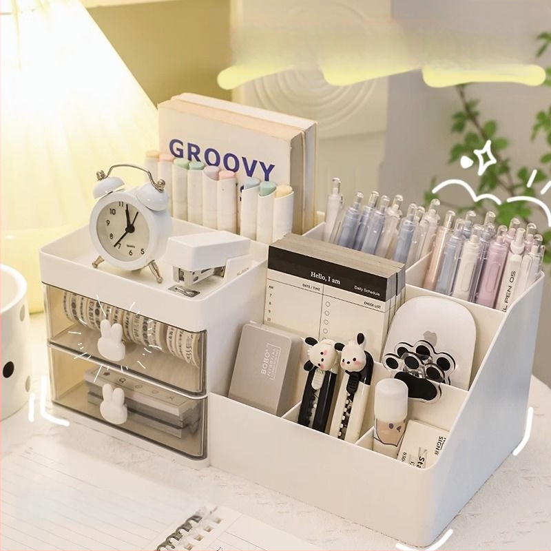 Τύπος συρταριού γραφείου Κουτί αποθήκευσης χαρτικών Κουτί οργάνωσης καλλυντικών Διαχωριστικό κουτί μεγάλης χωρητικότητας Πολυλειτουργικό στυλό φοιτητή Απλό