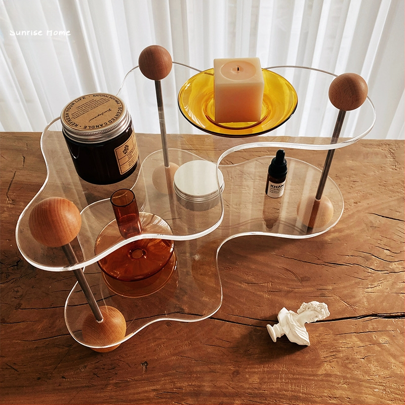 Tiesioginio pardavimo akrilo vandens puodelis kvepalų kosmetikos stovas darbalaukio laikymo apdaila aromaterapijos žvakių dėklas vitrina