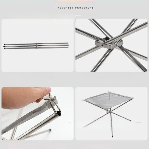 Kokkupandav lõkkease õues, kaasaskantav telkimislõkkease, kaasaskantav lõkkease, õues kasutatav küttepuude riiul, sepistatud rauast