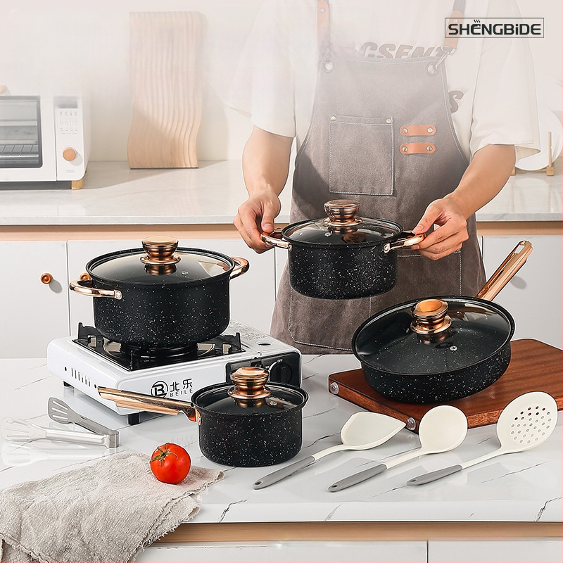 12 dalių „Maifan“ akmens virtuvės reikmenų rinkinys, tinkantis nepridegantiems virtuvės reikmenims, dovanų puodas, buitinės virtuvės maisto gaminimo rinkinys, daugiafunkcis virtuvės reikmenų rinkinys