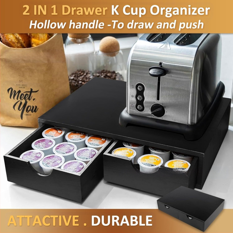 Medinis stalčius kavos kapsulių laikymo dėžutė ištraukiamas arbatos maišelis arbatos rinkinio laikymo lentynėlė padalintas kavos aparato pagrindas