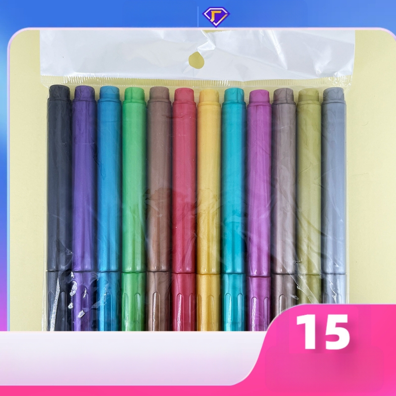 Metalinis žymeklis su perlamutriniu blizgesiu, spalvingas žymeklių rinkinys planuotojams, grafičiams, nuotraukų albumams ir žurnalams