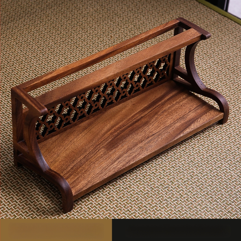 Naujas riešuto spalvos dvigubo naudojimo puodelių laikiklis arbatos puodeliams arbatinukams laikyti antikvarinis stovas nauja kiniško stiliaus arbatos lentyna arbatos staliukas laikymo lentyna