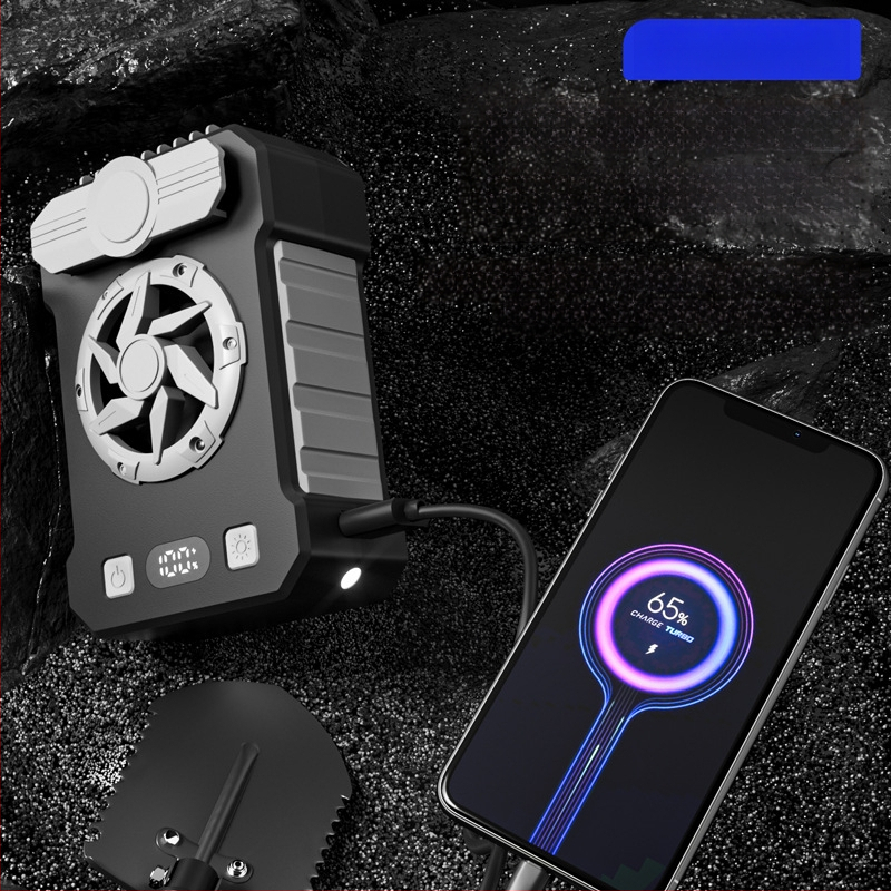 Lauko statybvietės pakabinamas juosmens ventiliatorius su USB įkrovimu ir greitojo pristatymo motociklininku, pakabinamas ant kaklo ir įkraunamas lobių ventiliatorius