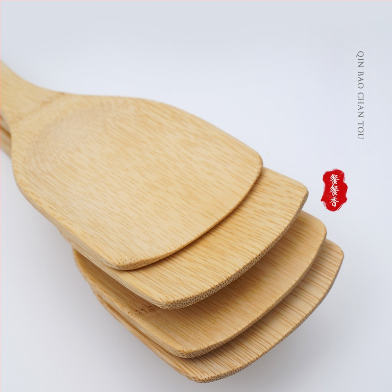 Tiesioginiai gamyklos pardavimai. Bambuko mentelė. Buitinė maisto ruošimo mentelė. Aukštai temperatūrai atspari, dažų neturinti mentelė ilga rankena. Bambuko virtuvės reikmenys. Runjianghu.