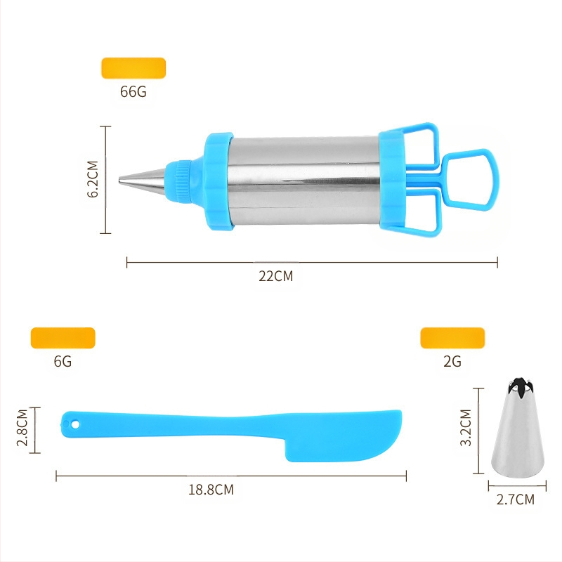 Kaunistuspüstol Küpsetusriistad 4-peaga kaunistamisotsik Koorekaabits 6-osaline komplekt Kooreküpsise pigistatav
