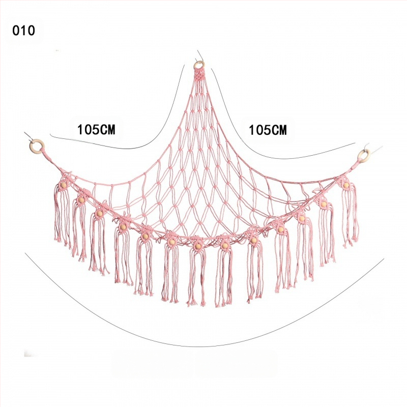 Мрежа за съхранение на кукли в ъгъла, триъгълна люлка, хамак, мрежа с джоб, ръчно тъкано памучно въже, декорация за стената