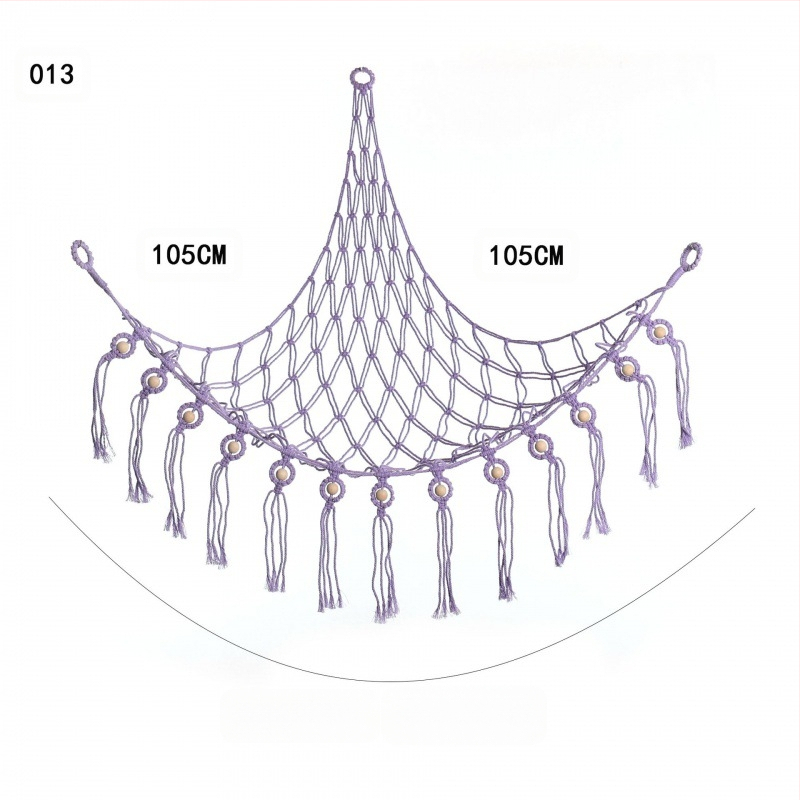 Мрежа за съхранение на кукли в ъгъла, триъгълна люлка, хамак, мрежа с джоб, ръчно тъкано памучно въже, декорация за стената