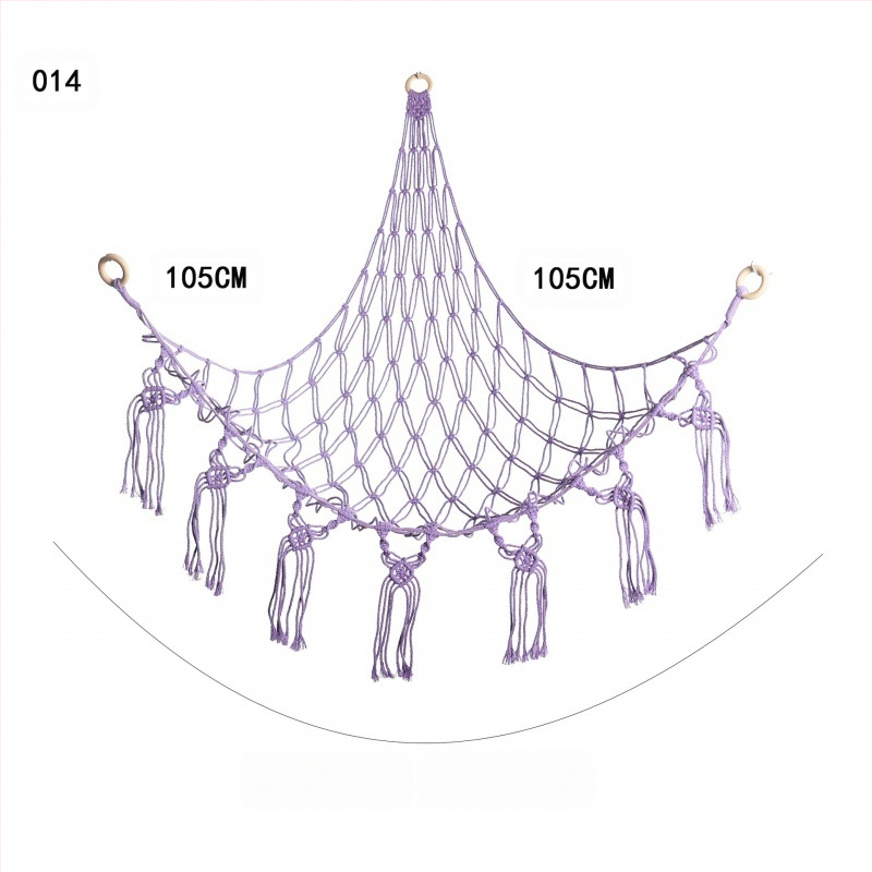 Мрежа за съхранение на кукли в ъгъла, триъгълна люлка, хамак, мрежа с джоб, ръчно тъкано памучно въже, декорация за стената