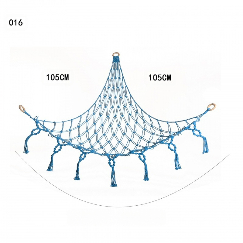 Мрежа за съхранение на кукли в ъгъла, триъгълна люлка, хамак, мрежа с джоб, ръчно тъкано памучно въже, декорация за стената