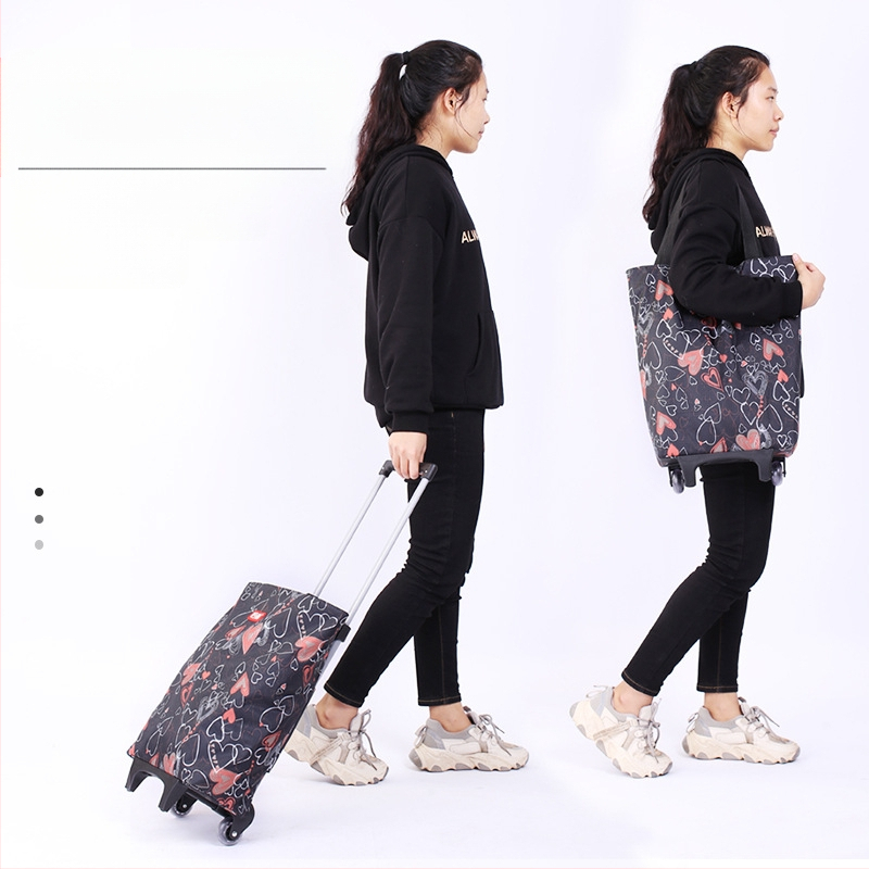 Ratastega ostukäru kott supermarketi toidukaupade ostukäru kott riidest kott ostukäru kaasaskantav suure mahutavusega ostukäru piiriülene