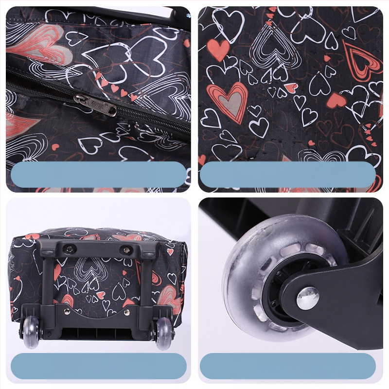 Ratastega ostukäru kott supermarketi toidukaupade ostukäru kott riidest kott ostukäru kaasaskantav suure mahutavusega ostukäru piiriülene