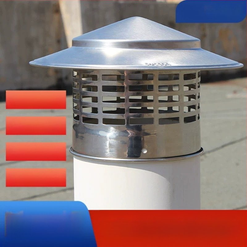 Poklopac za krovnu ispušnu cijev, kapa od nehrđajućeg čelika za kišu, otporna na ptice i miševe, PVC ispušni otvor, prozračna kapa za dimnjak, kišobran