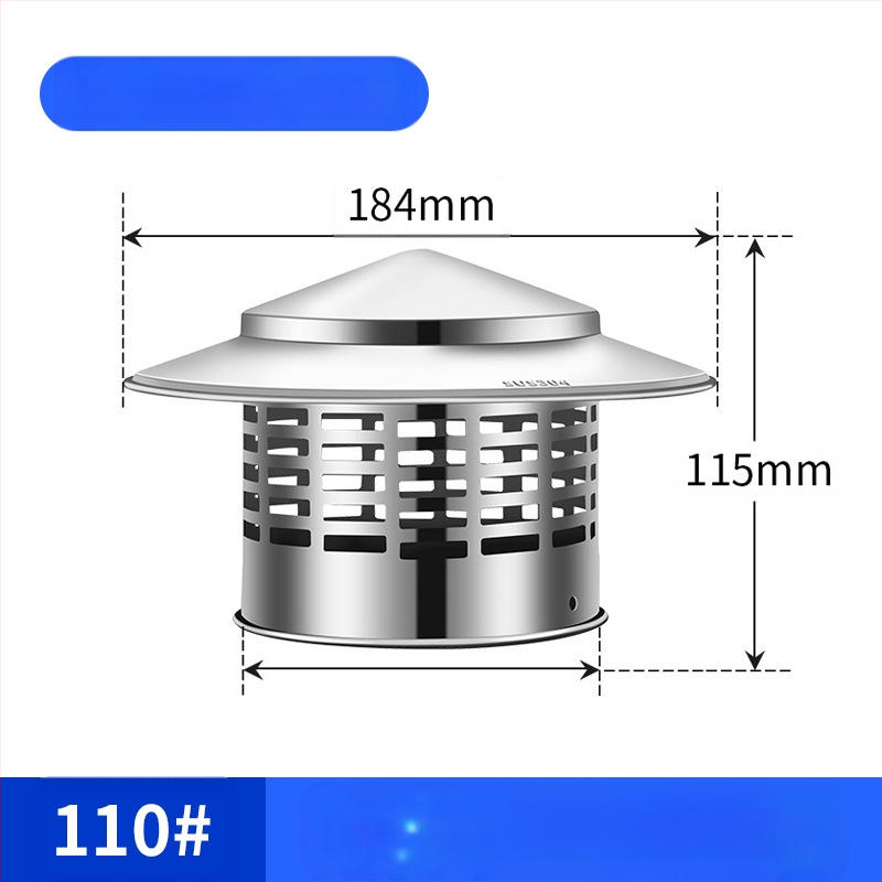 Poklopac za krovnu ispušnu cijev, kapa od nehrđajućeg čelika za kišu, otporna na ptice i miševe, PVC ispušni otvor, prozračna kapa za dimnjak, kišobran