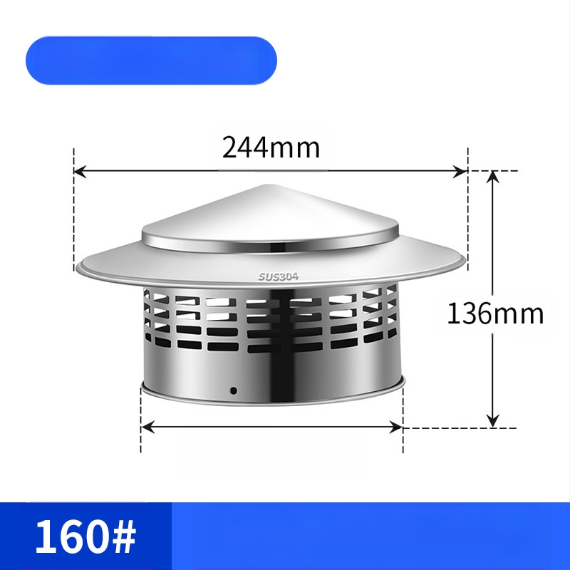 Poklopac za krovnu ispušnu cijev, kapa od nehrđajućeg čelika za kišu, otporna na ptice i miševe, PVC ispušni otvor, prozračna kapa za dimnjak, kišobran