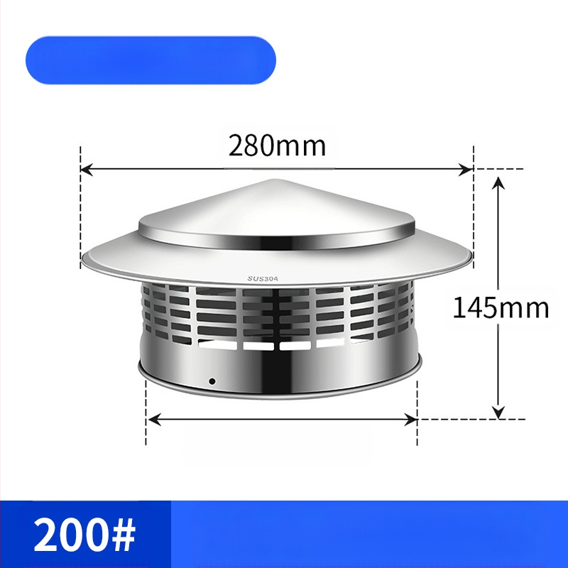 Poklopac za krovnu ispušnu cijev, kapa od nehrđajućeg čelika za kišu, otporna na ptice i miševe, PVC ispušni otvor, prozračna kapa za dimnjak, kišobran