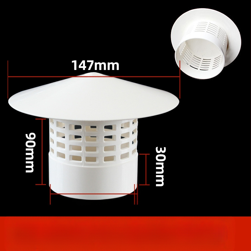 Poklopac za krovnu ispušnu cijev, kapa od nehrđajućeg čelika za kišu, otporna na ptice i miševe, PVC ispušni otvor, prozračna kapa za dimnjak, kišobran