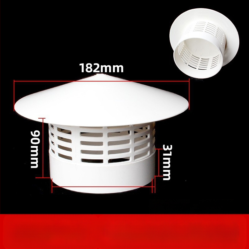 Poklopac za krovnu ispušnu cijev, kapa od nehrđajućeg čelika za kišu, otporna na ptice i miševe, PVC ispušni otvor, prozračna kapa za dimnjak, kišobran
