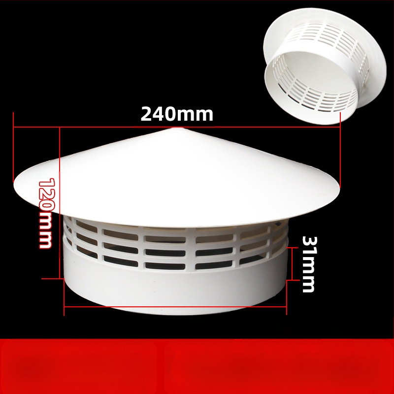 Poklopac za krovnu ispušnu cijev, kapa od nehrđajućeg čelika za kišu, otporna na ptice i miševe, PVC ispušni otvor, prozračna kapa za dimnjak, kišobran