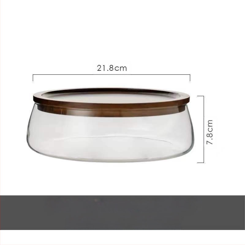 Πιάτο φρούτων από γυαλί από ξύλο ακακίας Πιάτο φρούτων Ξύλινο κουτί αποθήκευσης καραμελών Πιάτο αποξηραμένων φρούτων Κουτί αποθήκευσης σαλονιού Πιάτο σνακ