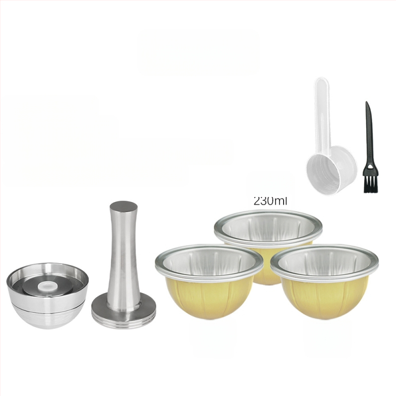 Suderinama su „Nespresso Vertuo“ nerūdijančio plieno kavos kapsule. „Pasidaryk pats“ perdirbamas kavos kapsulės korpusas.