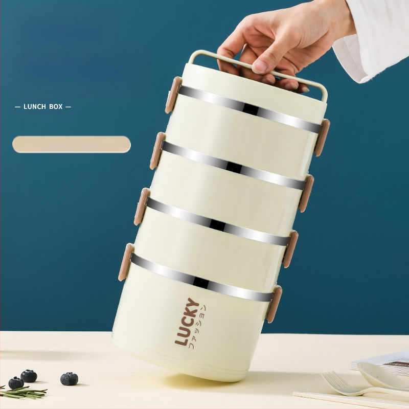 Nerūdijančio plieno pietų dėžutė su termoizoliacija, pietų dėžutė su dangteliu biuro darbuotojams, termoizoliacinis kibiras studentams, stilinga, spalvinga pietų dėžutė su ryžiais