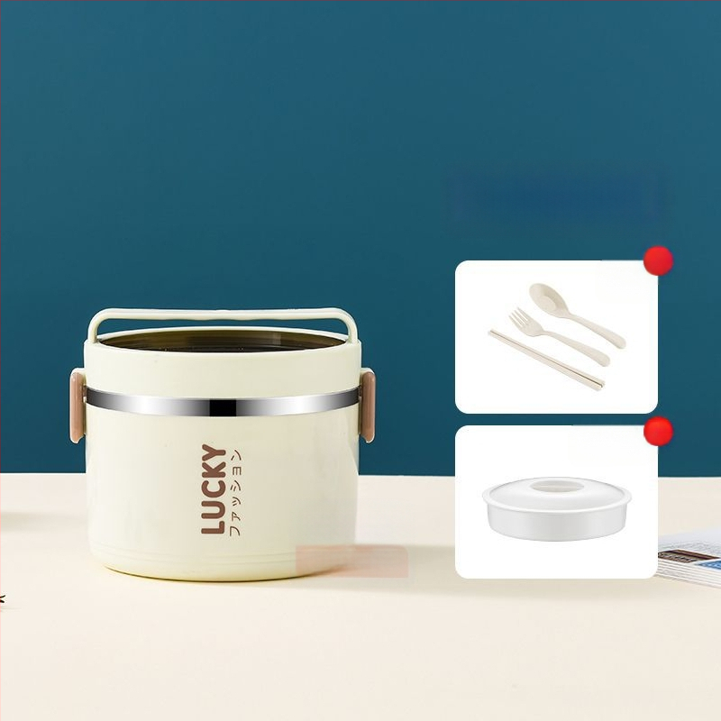 Nerūdijančio plieno pietų dėžutė su termoizoliacija, pietų dėžutė su dangteliu biuro darbuotojams, termoizoliacinis kibiras studentams, stilinga, spalvinga pietų dėžutė su ryžiais