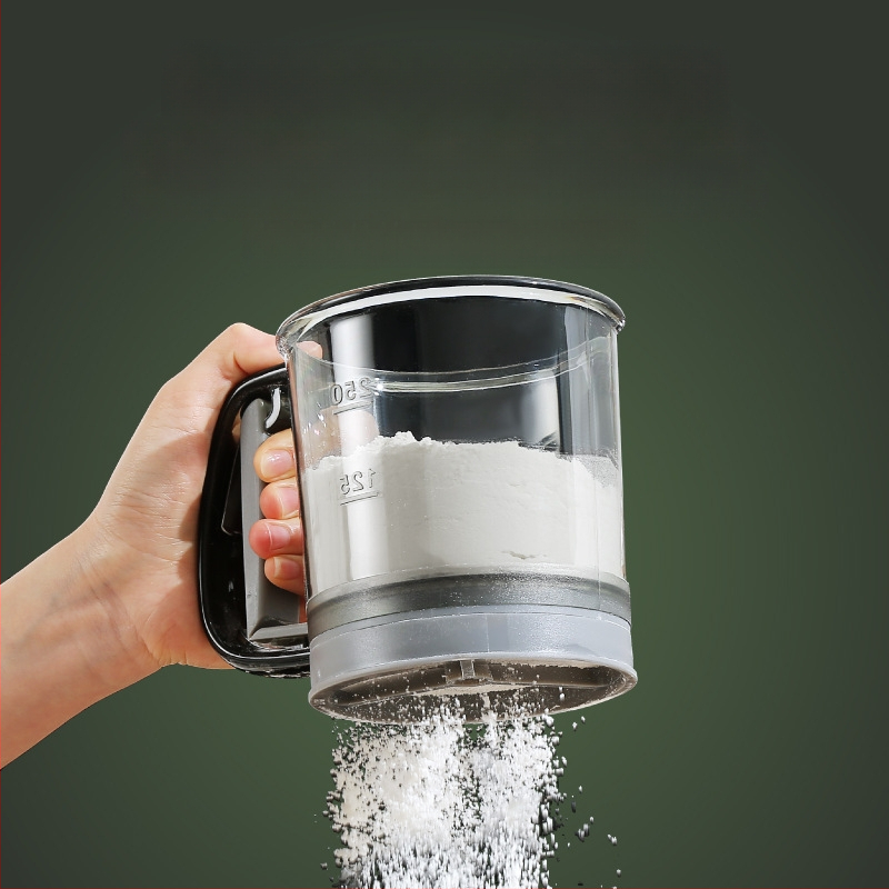 Naujas itin smulkus rankinis pusiau automatinis sijotuvas miltams, buitinis filtro sietelis, kepimo įrankio miltelių nuotėkio sietelis