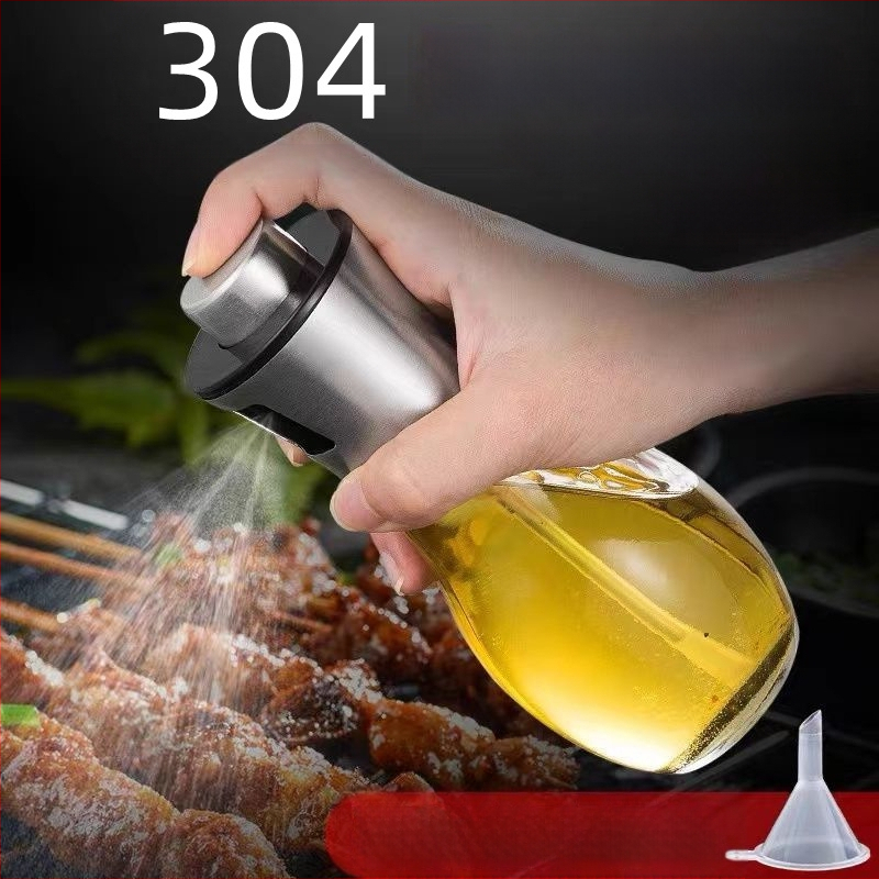 304 nerūdijančio plieno stiklinis aliejaus purškimo butelis kepsninės kepimo aliejaus kontrolės puodas virtuvėje pneumatinis purškimo butelis aliejaus purškimo puodas