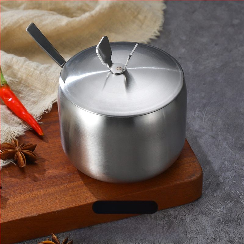 Korėjietiško stiliaus nerūdijančio plieno prieskonių buteliukas, virtuvės čili, sojų padažo indelis, druskos indelis su šaukštu, prieskonių dėžutė, kūrybingas auksinis indelis