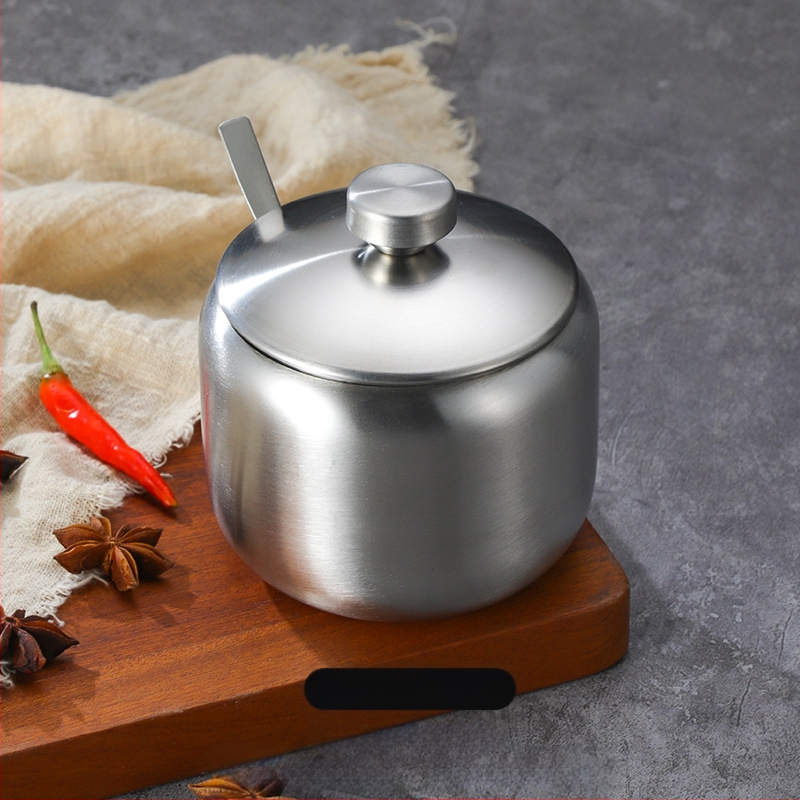 Korėjietiško stiliaus nerūdijančio plieno prieskonių buteliukas, virtuvės čili, sojų padažo indelis, druskos indelis su šaukštu, prieskonių dėžutė, kūrybingas auksinis indelis