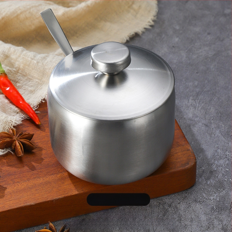 Korėjietiško stiliaus nerūdijančio plieno prieskonių buteliukas, virtuvės čili, sojų padažo indelis, druskos indelis su šaukštu, prieskonių dėžutė, kūrybingas auksinis indelis