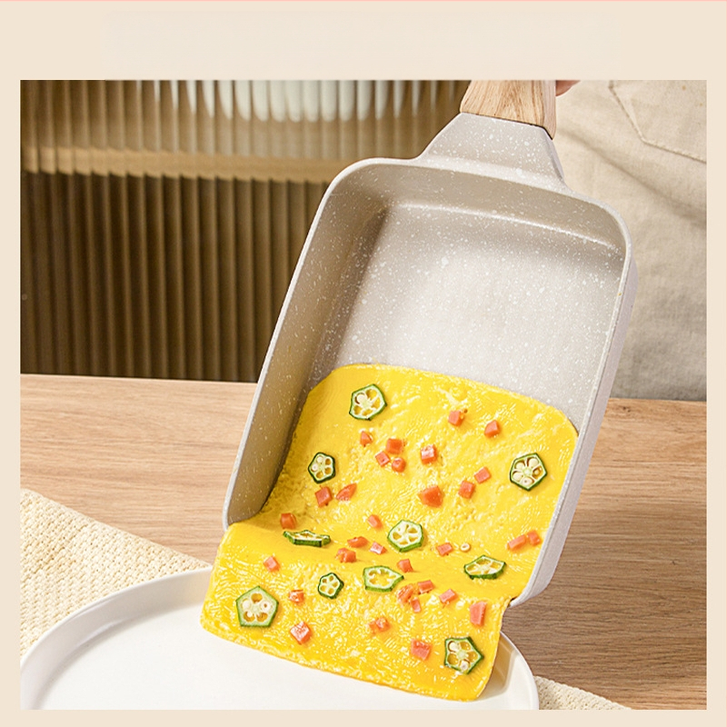 Tiršto kiaušinio kepimo medicininio akmens kvadratinė mini kepsnio keptuvė pusryčiams, japoniška „Tamagoyaki“ keptuvė su nepridegančia keptuve