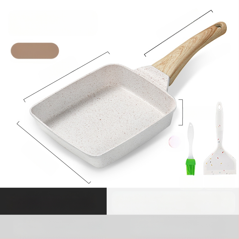 Tiršto kiaušinio kepimo medicininio akmens kvadratinė mini kepsnio keptuvė pusryčiams, japoniška „Tamagoyaki“ keptuvė su nepridegančia keptuve