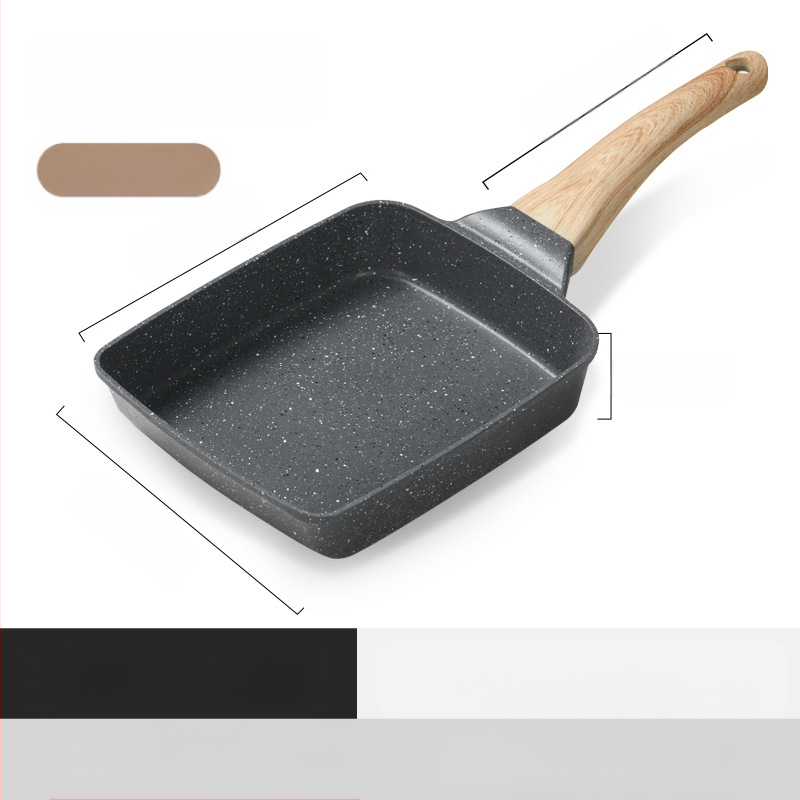 Tiršto kiaušinio kepimo medicininio akmens kvadratinė mini kepsnio keptuvė pusryčiams, japoniška „Tamagoyaki“ keptuvė su nepridegančia keptuve