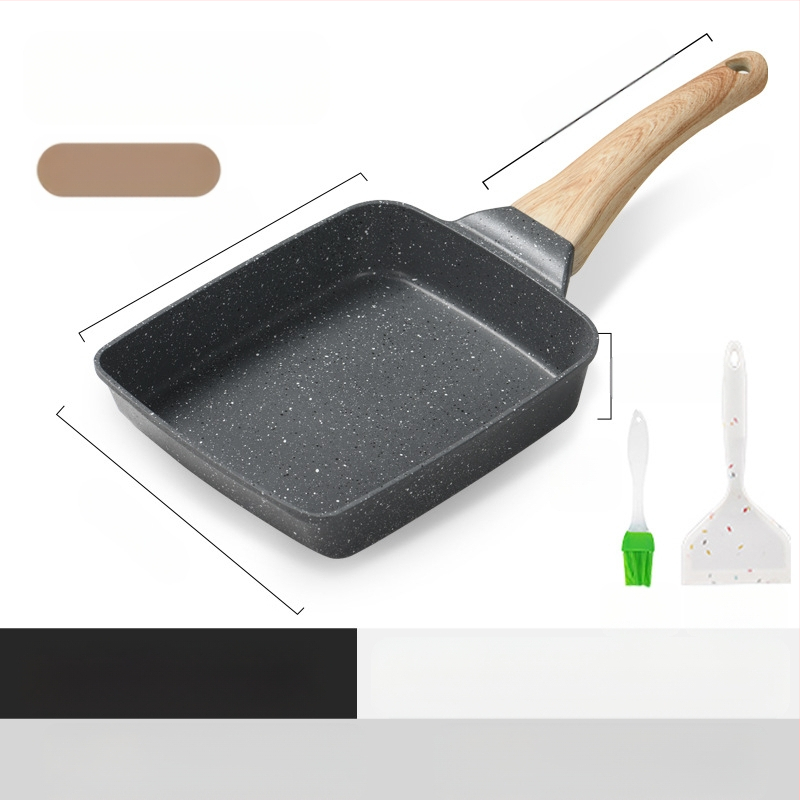 Tiršto kiaušinio kepimo medicininio akmens kvadratinė mini kepsnio keptuvė pusryčiams, japoniška „Tamagoyaki“ keptuvė su nepridegančia keptuve