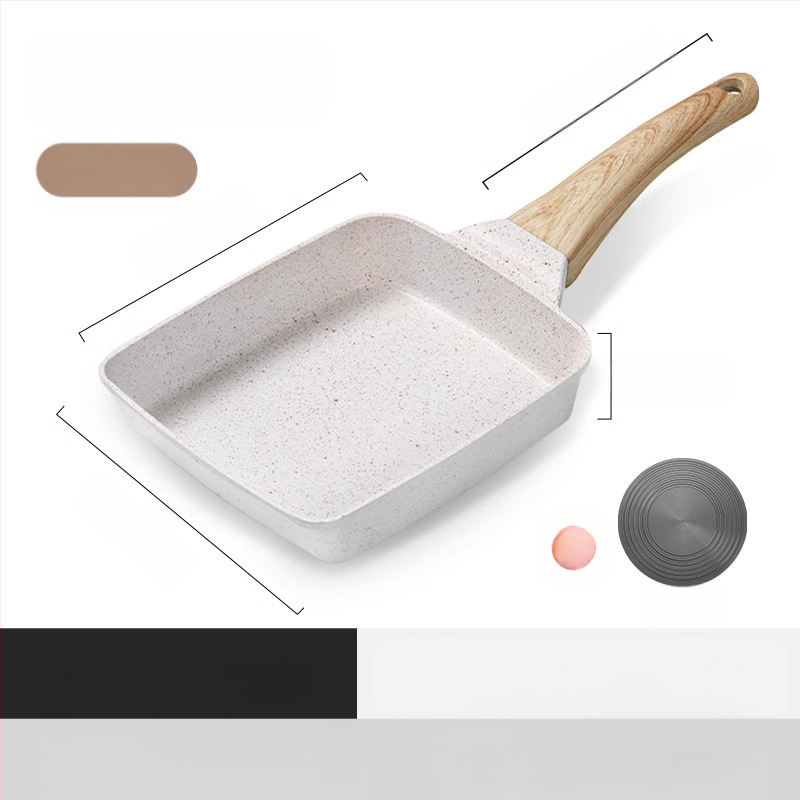 Tiršto kiaušinio kepimo medicininio akmens kvadratinė mini kepsnio keptuvė pusryčiams, japoniška „Tamagoyaki“ keptuvė su nepridegančia keptuve