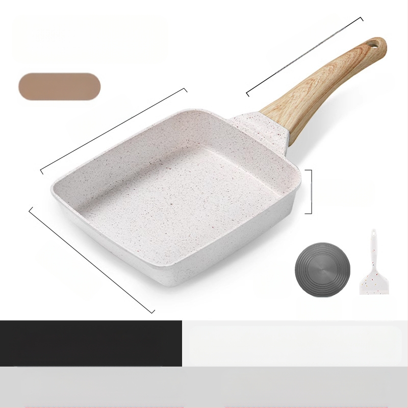 Tiršto kiaušinio kepimo medicininio akmens kvadratinė mini kepsnio keptuvė pusryčiams, japoniška „Tamagoyaki“ keptuvė su nepridegančia keptuve