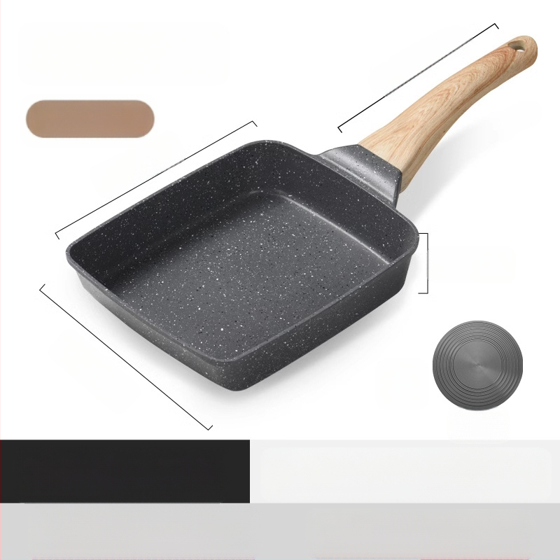 Tiršto kiaušinio kepimo medicininio akmens kvadratinė mini kepsnio keptuvė pusryčiams, japoniška „Tamagoyaki“ keptuvė su nepridegančia keptuve