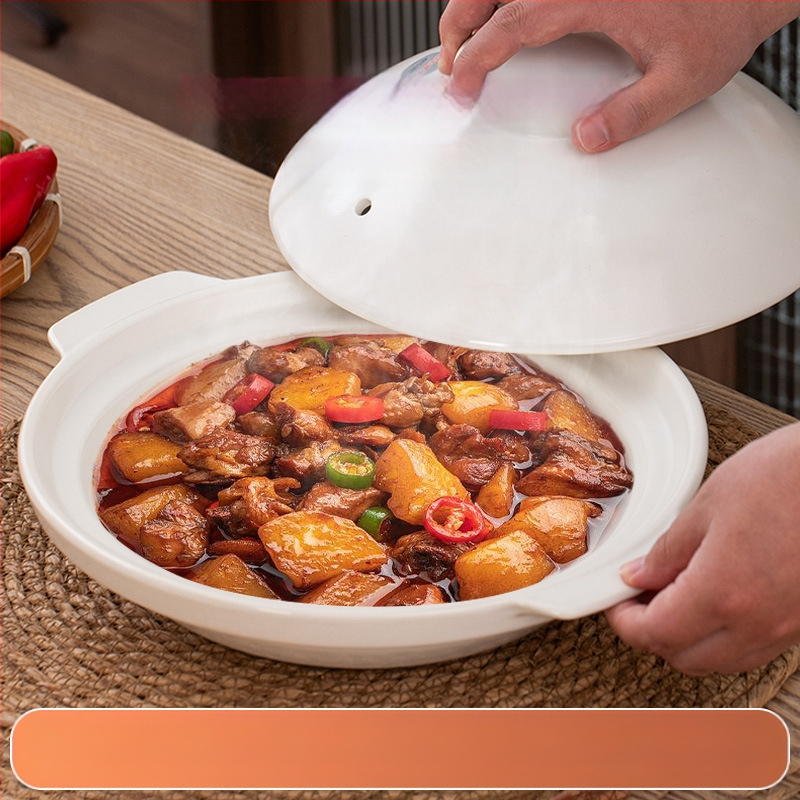 „XYF“ keraminis didelis troškintuvas, ypač seklus, žuvies galvos dujinės viryklės troškintuvas, komercinis, mažas, plokščiadugnis, didelis atsparumas