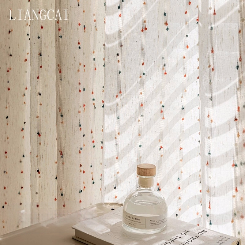 Vaivorykštės saldainių permatoma nepermatoma marlės užuolaida mergaitėms ir berniukams miegamojo įlankos langui, vaikų kambariui, Shaoxing Keqiao lininis langų ekranas